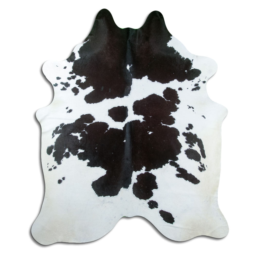 Tappeto in pelle di mucca bianca e nera XL