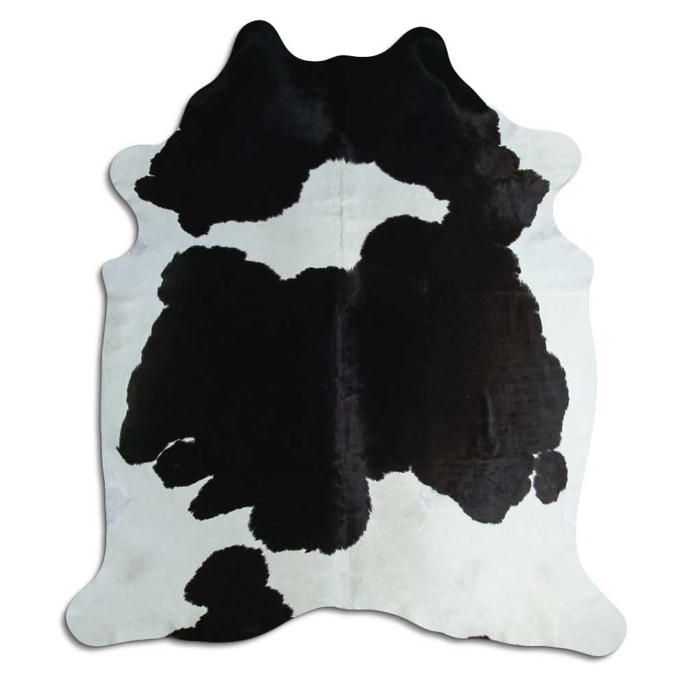 Tappeto in pelle di mucca bianca e nera XL