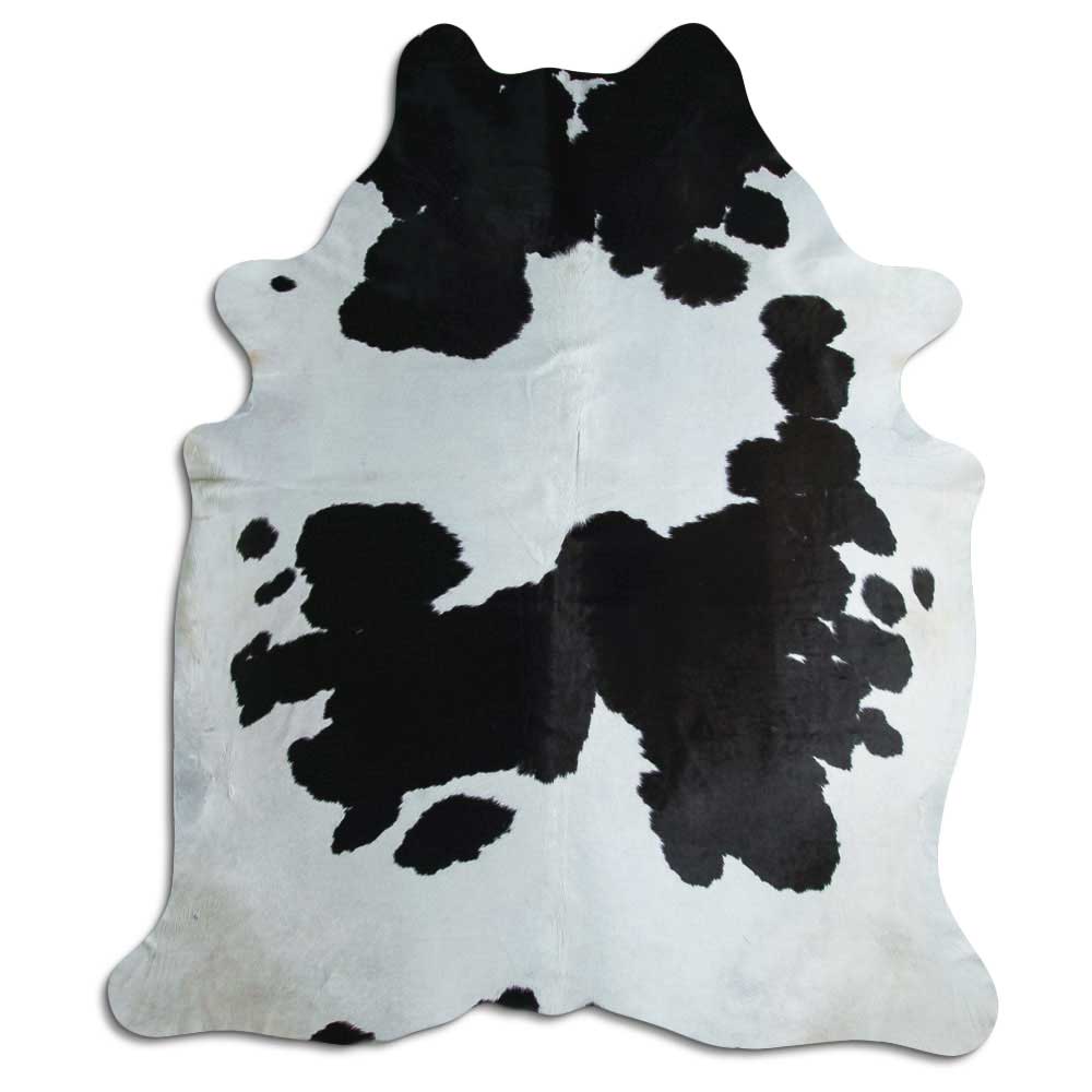 Tappeto in pelle di mucca bianca e nera XXL