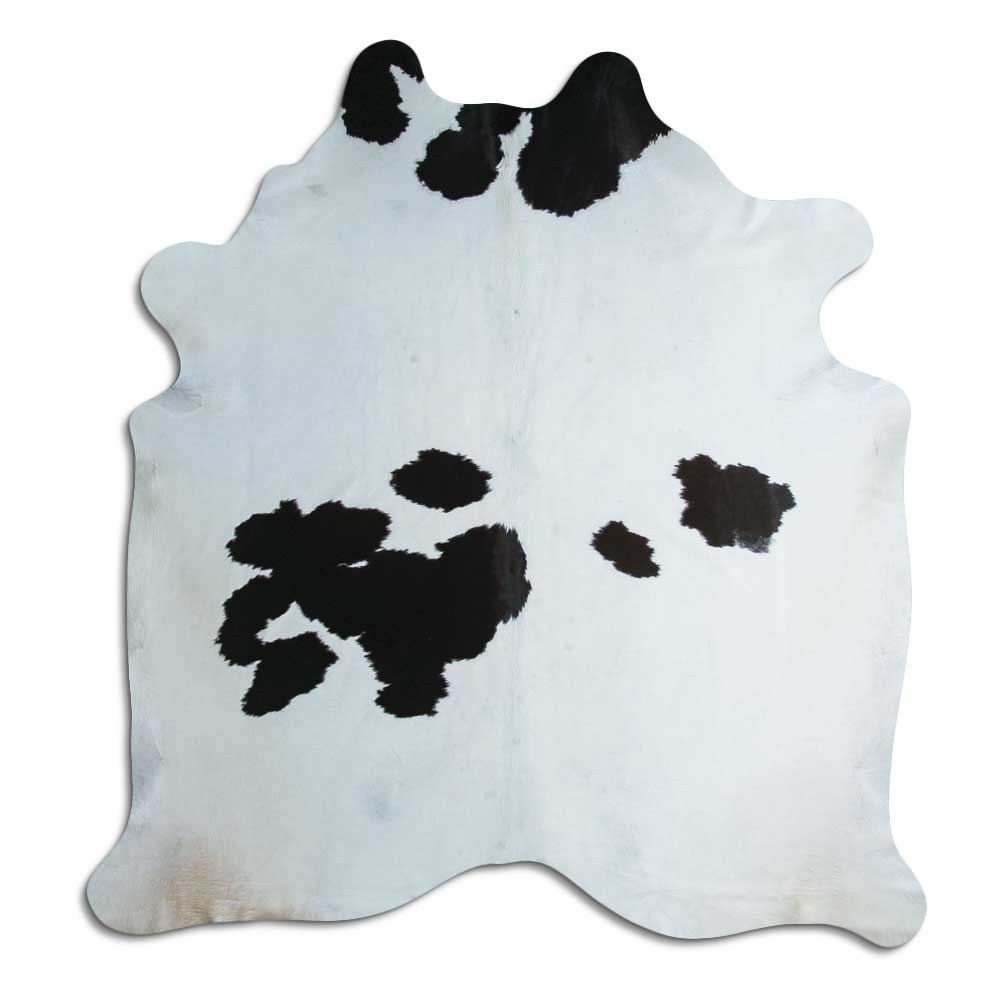 Tappeto in pelle di mucca bianca e nera XL