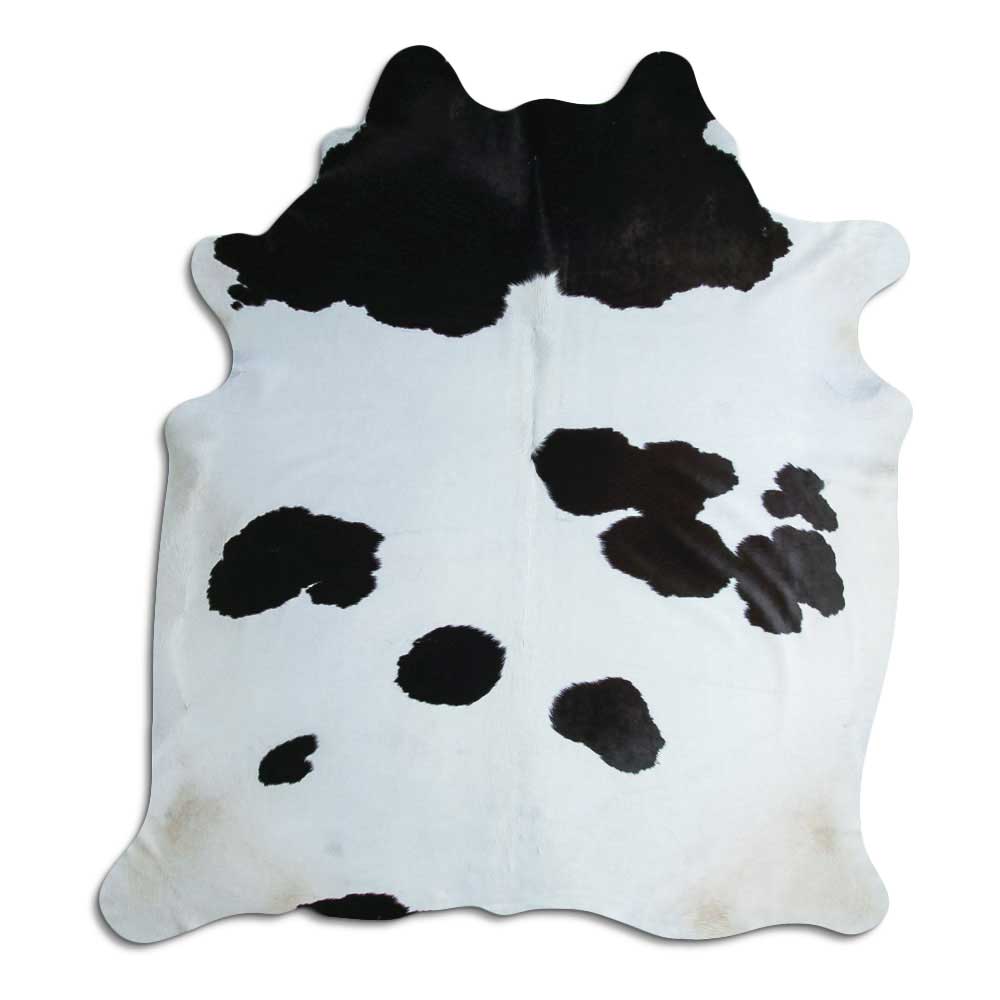 Tappeto in pelle di mucca bianca e nera XL