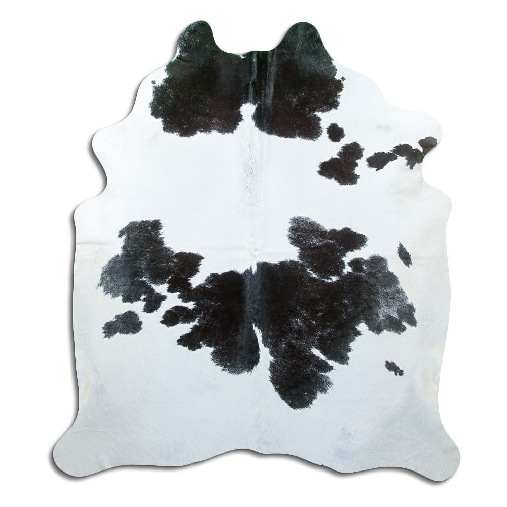 Tappeto in pelle di mucca bianca e nera XL