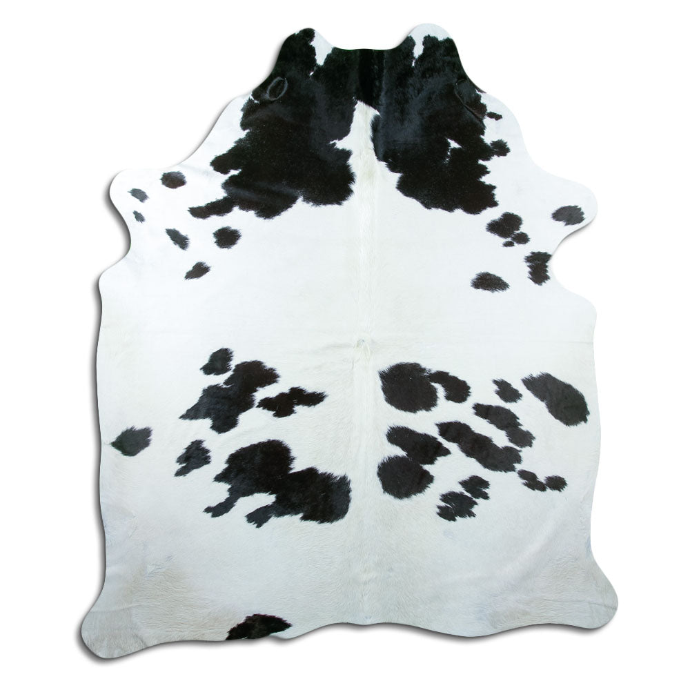 Tappeto in pelle di mucca bianca e nera XXL