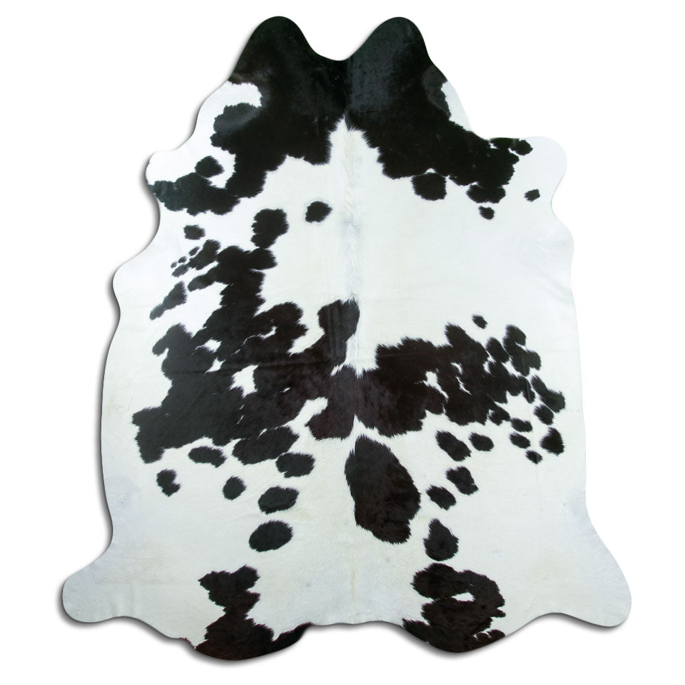 Tappeto in pelle di mucca bianca e nera XXL