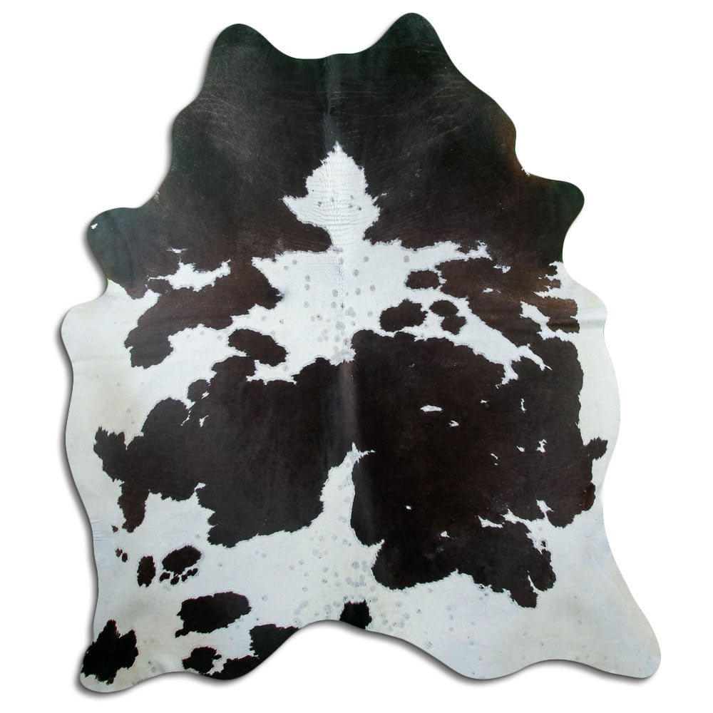 Tappeto in pelle di mucca bianca e nera XL