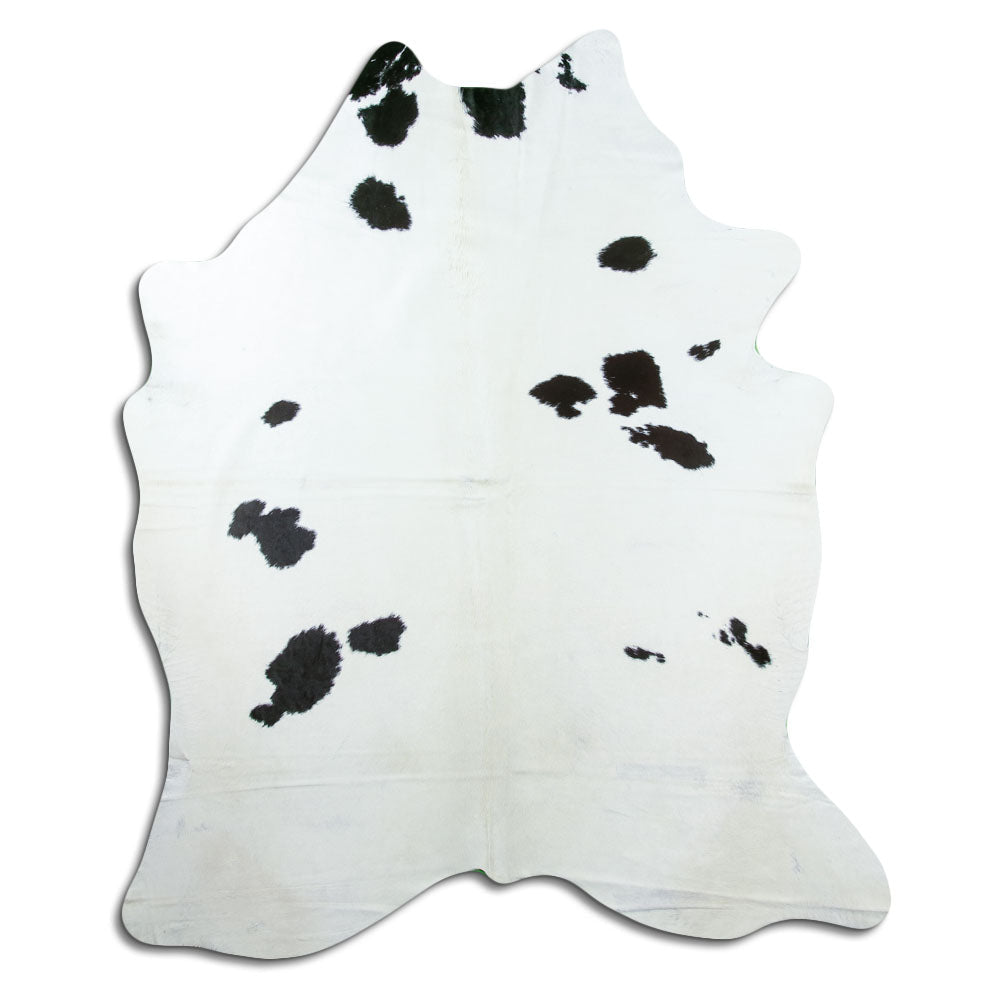 Tappeto in pelle di mucca bianca e nera XL