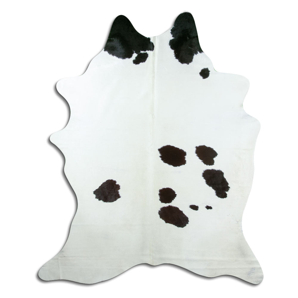 Tappeto in pelle di mucca bianca e nera XL