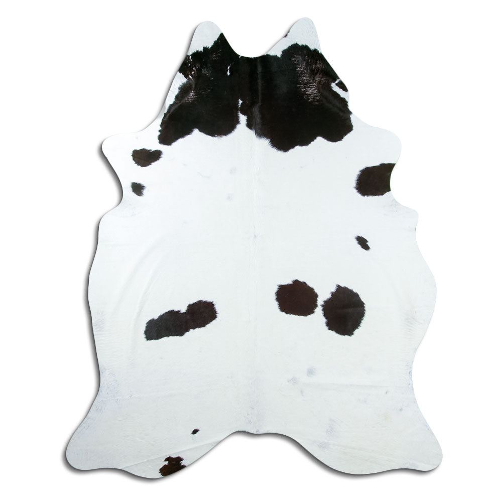 Tappeto in pelle di mucca bianca e nera XL