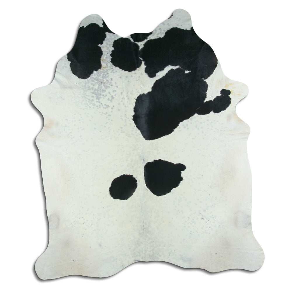 Tappeto in pelle di mucca bianca e nera XL