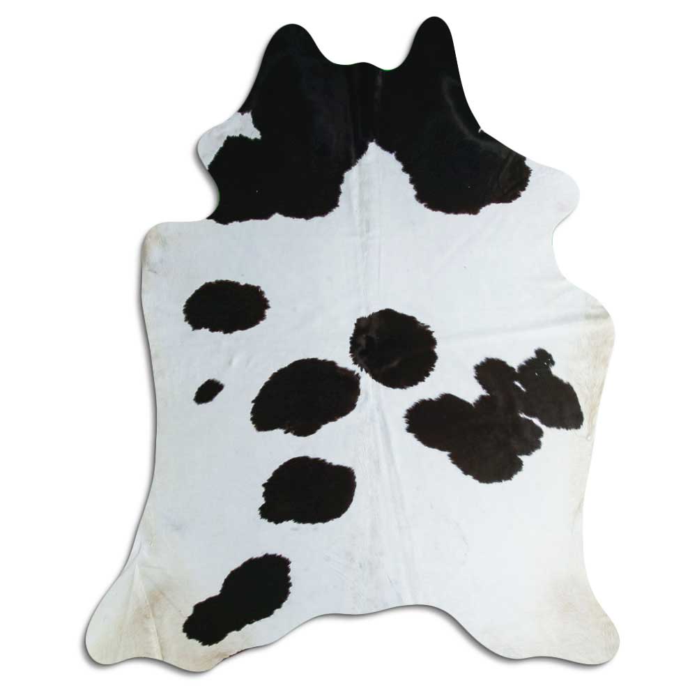 Tappeto in pelle di mucca bianca e nera XL