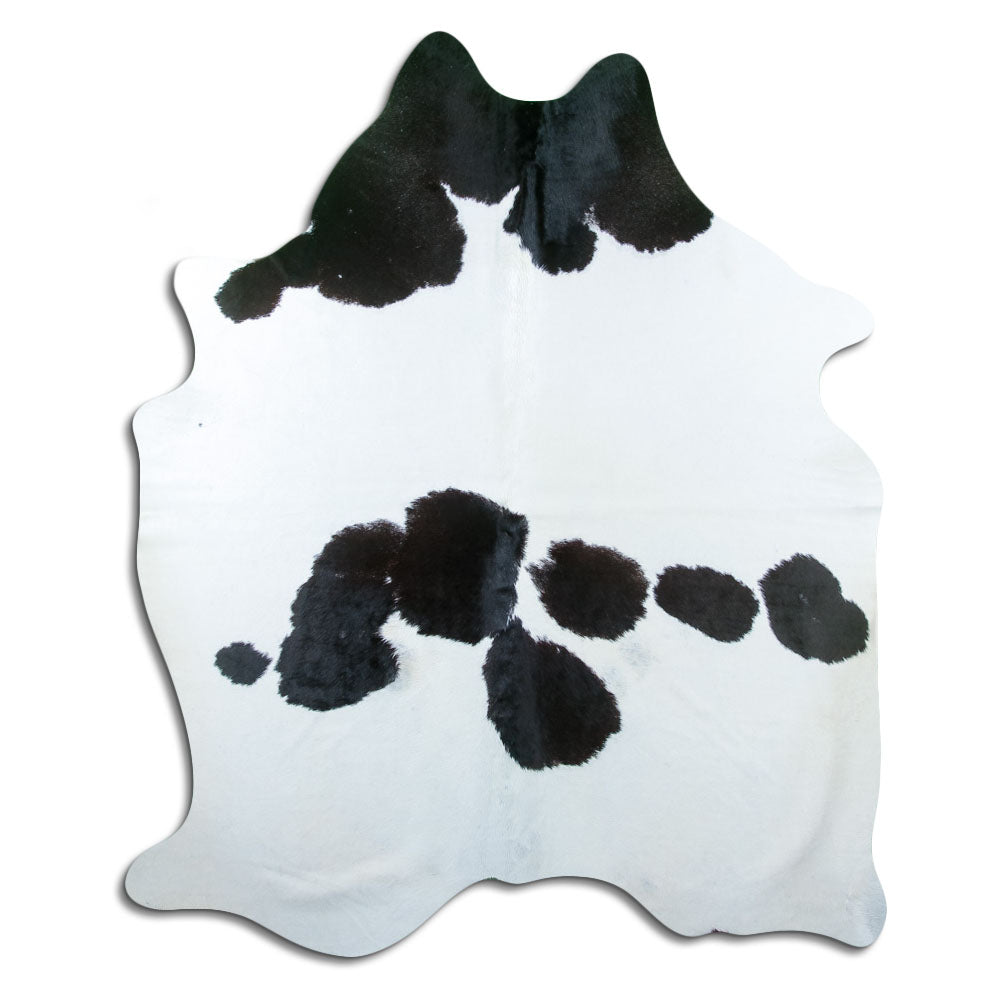 Tappeto in pelle di mucca bianca e nera XL
