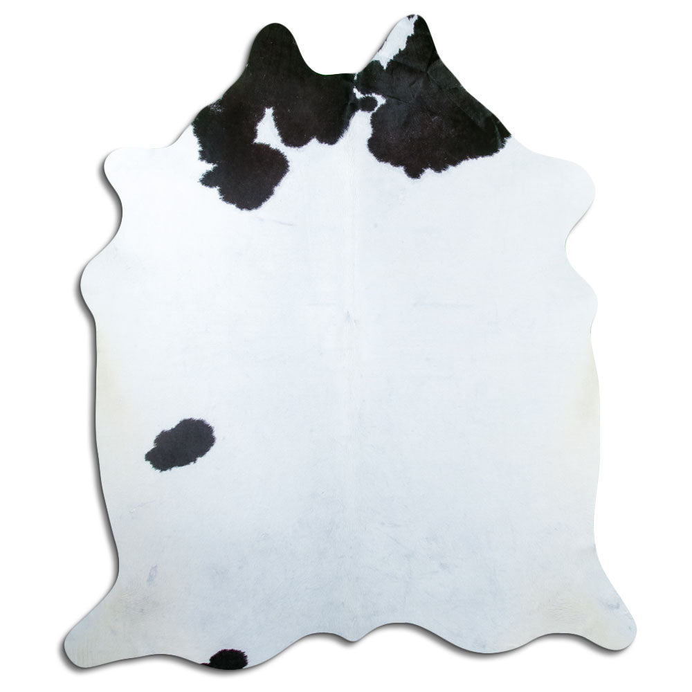 Tappeto in pelle di mucca bianca e nera XL