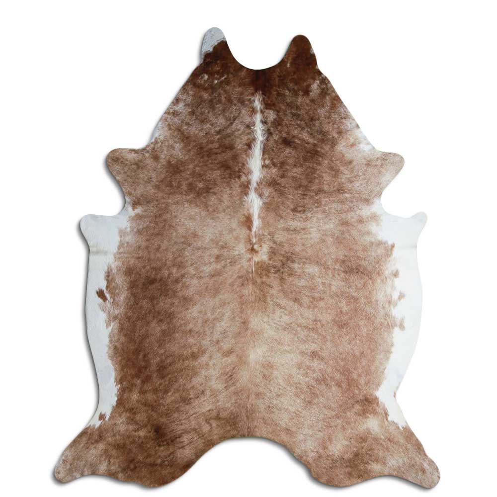 Tappeto in pelle di mucca marrone e bianca XXL