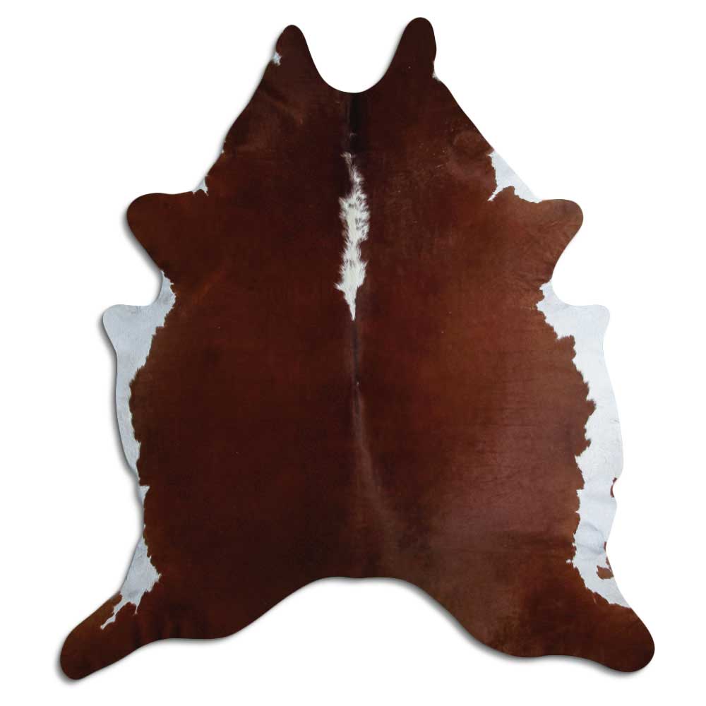 Tappeto in pelle di mucca marrone e bianca XXL