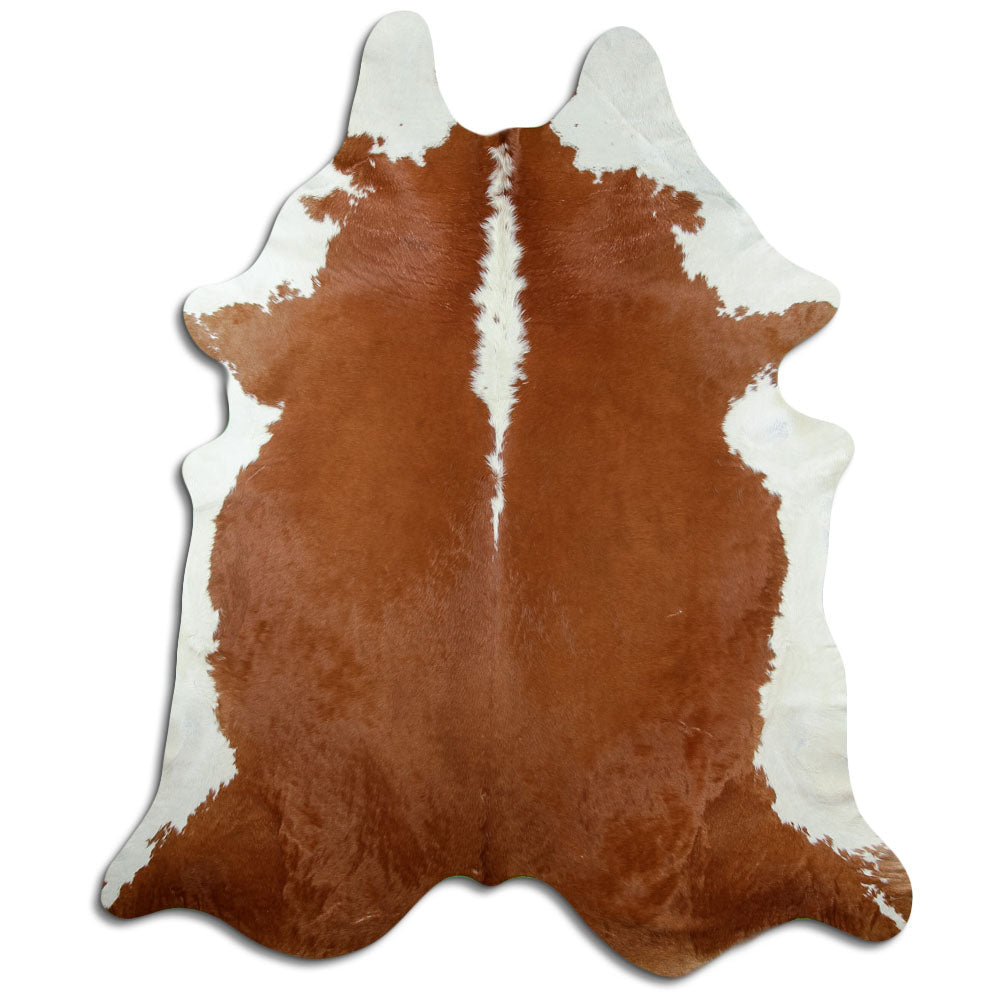 Tappeto in pelle di mucca marrone e bianca XXL