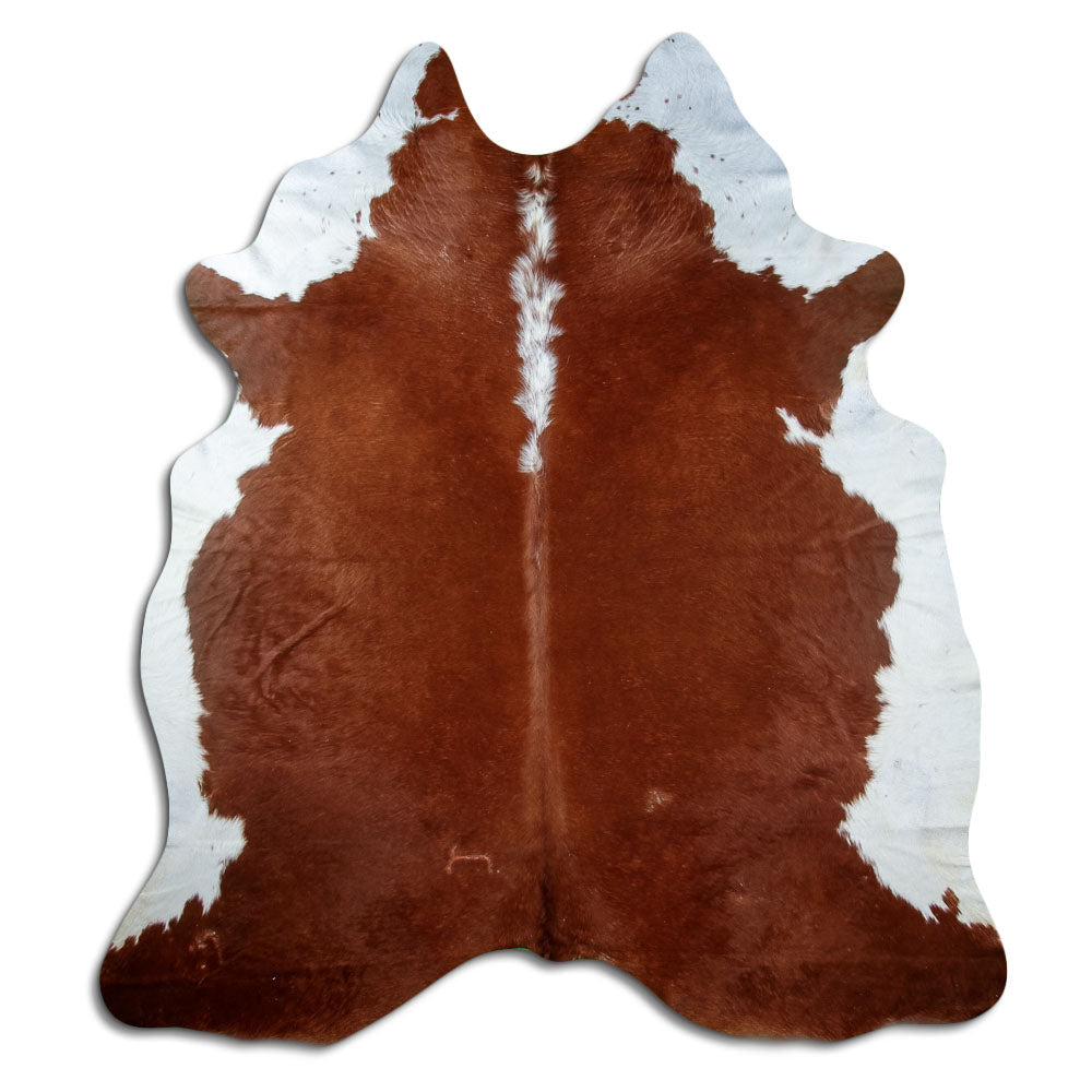 Tappeto in pelle di mucca marrone e bianca XXL