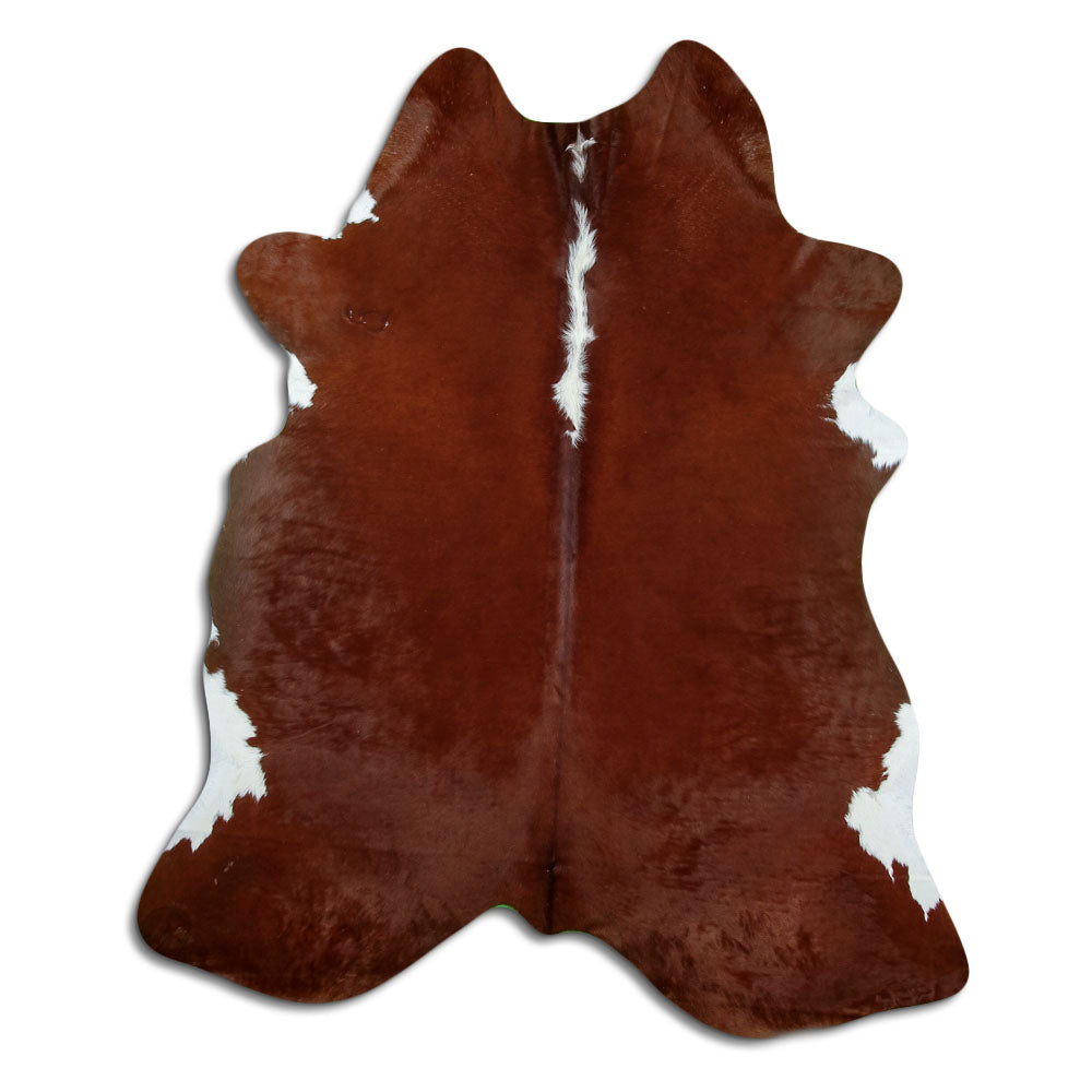 Tappeto in pelle di mucca marrone e bianca XL