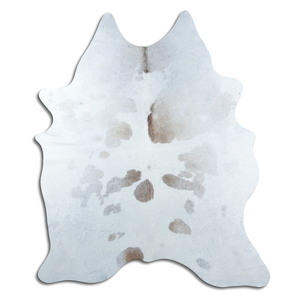 Tappeto in pelle di mucca marrone e bianca L