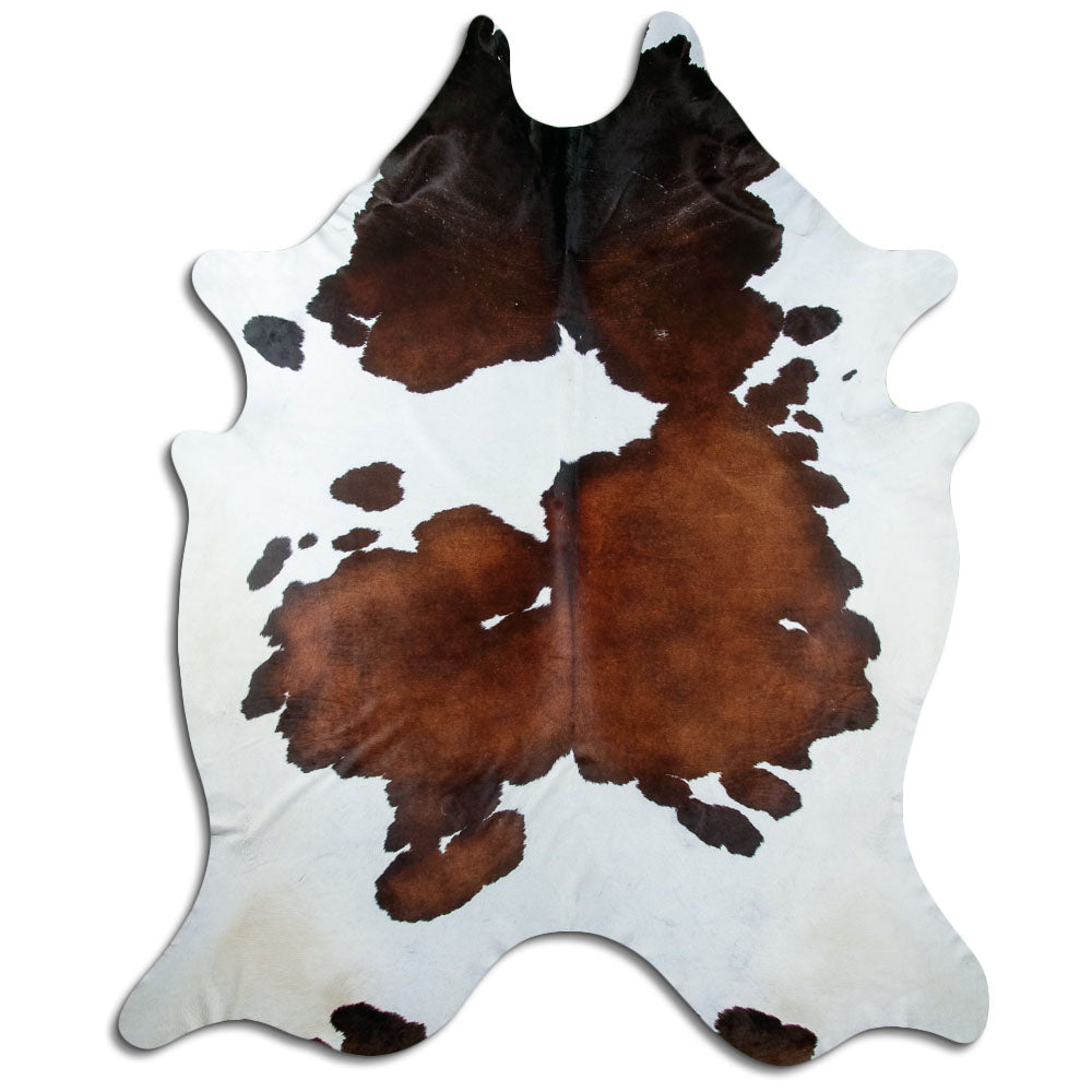 Tappeto in pelle di mucca marrone e bianca XXXL
