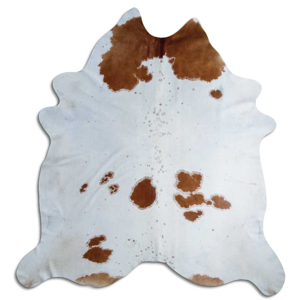 Tappeto in pelle di mucca marrone e bianca XXL