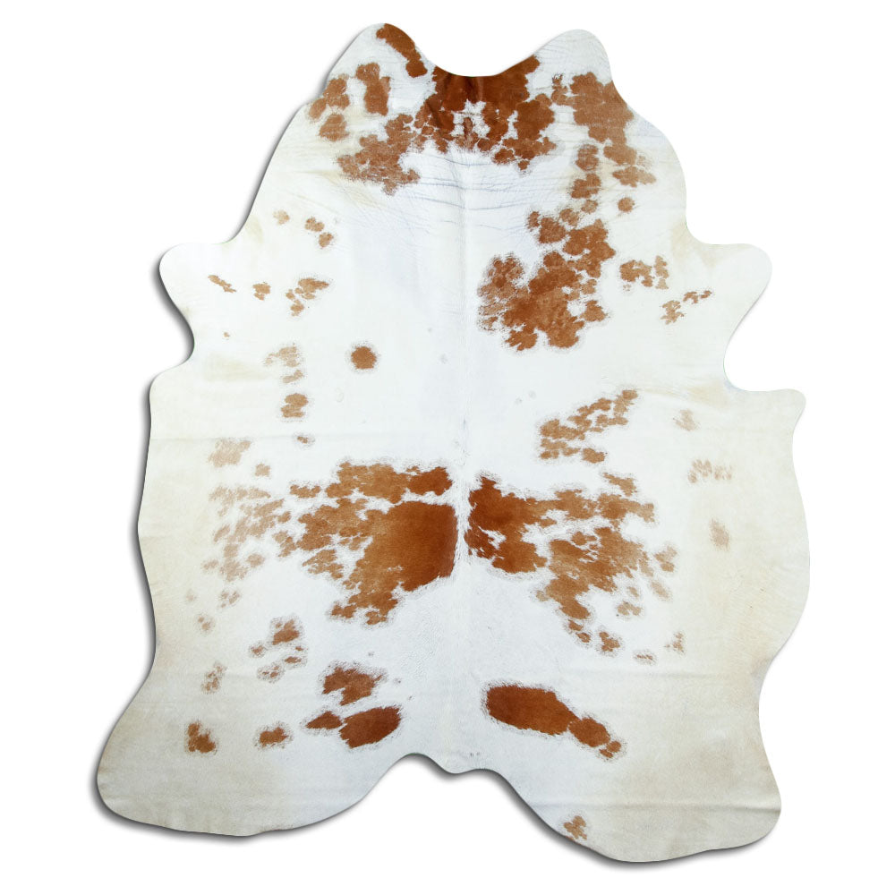 Tappeto in pelle di mucca marrone e bianca XXL
